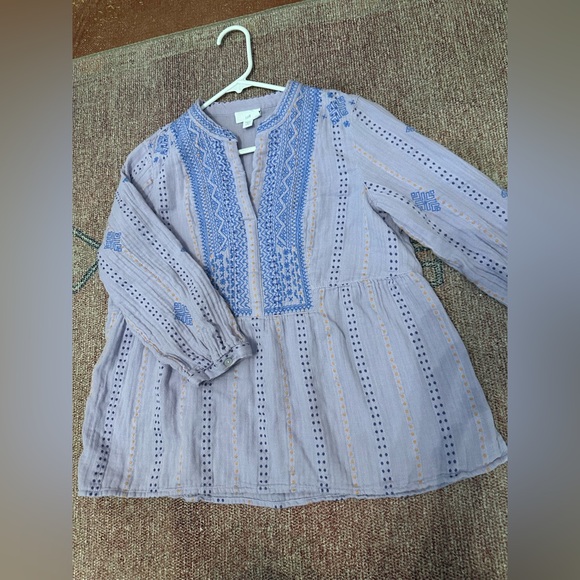 J Jill cotton gauze embroidered peasant babydoll 3/4 sleeve top size small - Picture 6 of 15